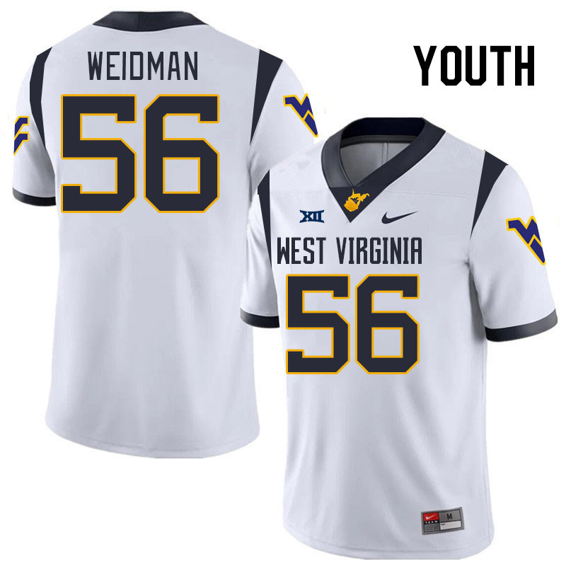 Youth #56 Sullivan Weidman West Virginia Mountaineers College 2024 New Uniforms Football Jerseys Sti